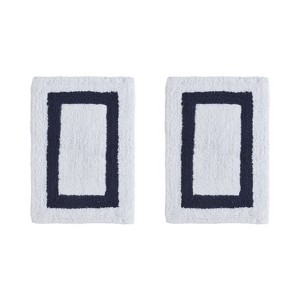 Hotel 2 PC Bath Rug 100% Premium Cotton Tufted Weave Two Tone Reversible Bathroom Rug, Super Soft Absorbent, Machine Washable Bath Mat - 1 of 4