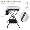 Kinder King Foldable Baby Changing Table w/Wheels, Adjustable Height Diaper Change Table, Mobile Newborn Nursery Organizer, Large Storage Rack - 3 of 4