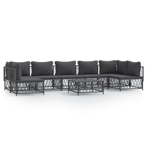 vidaXL Patio Lounge Set, 8-Piece, Anthracite - Modular Design with Thickly Padded Cushions, Powder-Coated Steel Frame, Ideal for Garden and Balcony - 1 of 4