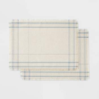 2pk Plaid Placemats Blue - Threshold™ designed with Studio McGee