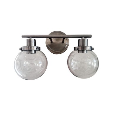 Bathroom Vanity Light Fixtures, 2 Light Black Wall Sconce Lighting Wall Lamp with Clear Glass Shade, Vintage Wall Mounted Lights