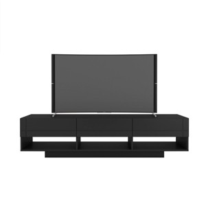 Stereo TV Stand for TVs up to 80" Black - Nexera: Modern Media Console with Open Shelves & Storage - 1 of 4