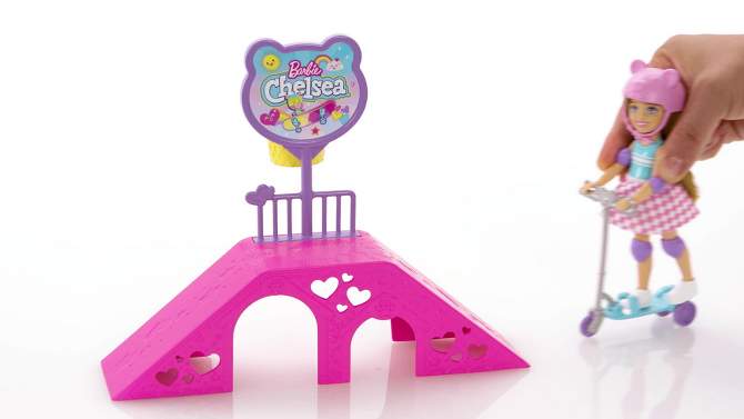 Barbie Chelsea Doll and Accessories Skatepark Playset with 2 Puppies and 15+ pc, 2 of 8, play video