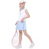 Kids Girls Tennis Golf Dress Outfit Sleeveless Dress with Pockets Athletic Skorts and Polo Tank Top Sets - 2 of 4