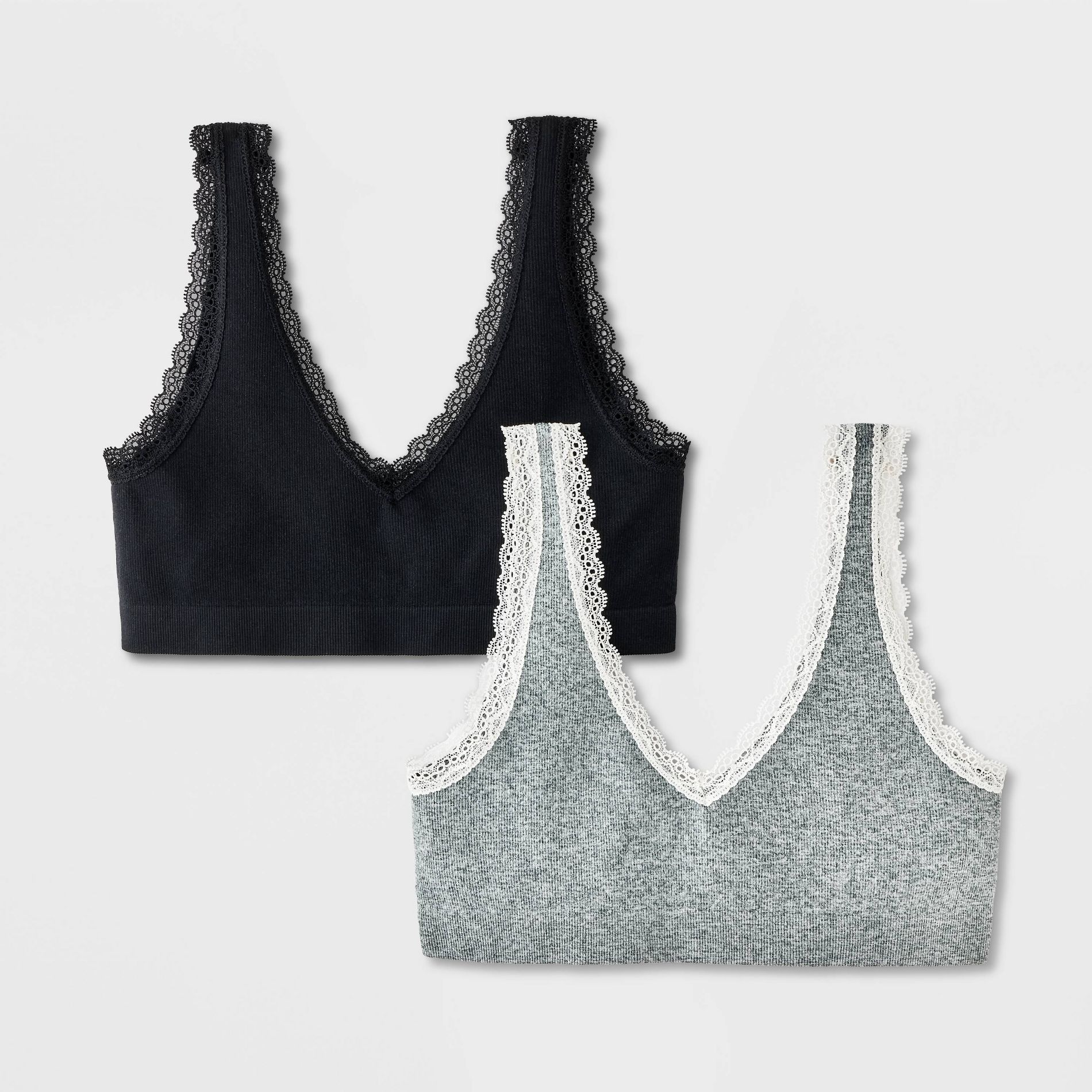 Girls' 2pk Seamless Lace Trim Bra - art class™