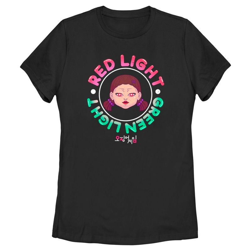Women's Squid Game Red Light Green Light Doll T-Shirt, 1 of 5