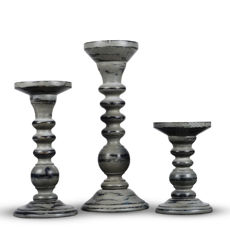 Mela Artisans Greywash Over Black Candle Holders for Pillar Candles (Set of 3), 1 of 4