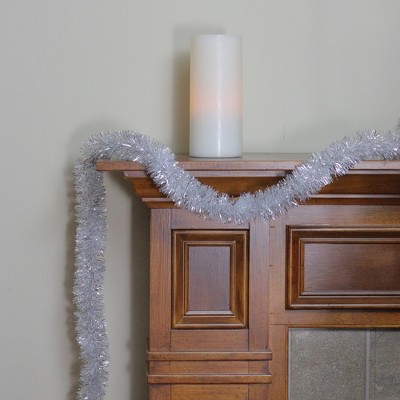 Snowblush & Silver Tinsel 7.5' Artificial Pine Christmas Garland