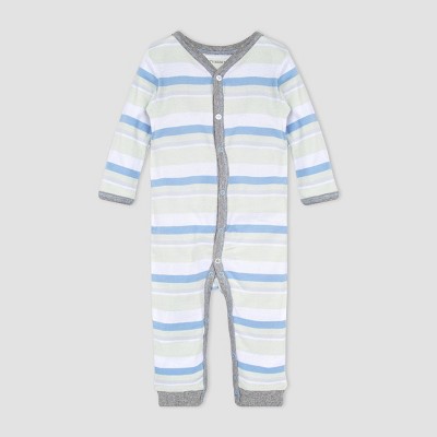Image of Burt's Bees Baby® Baby Boys' Striped Foothills Jumpsuit - Green 0-3M