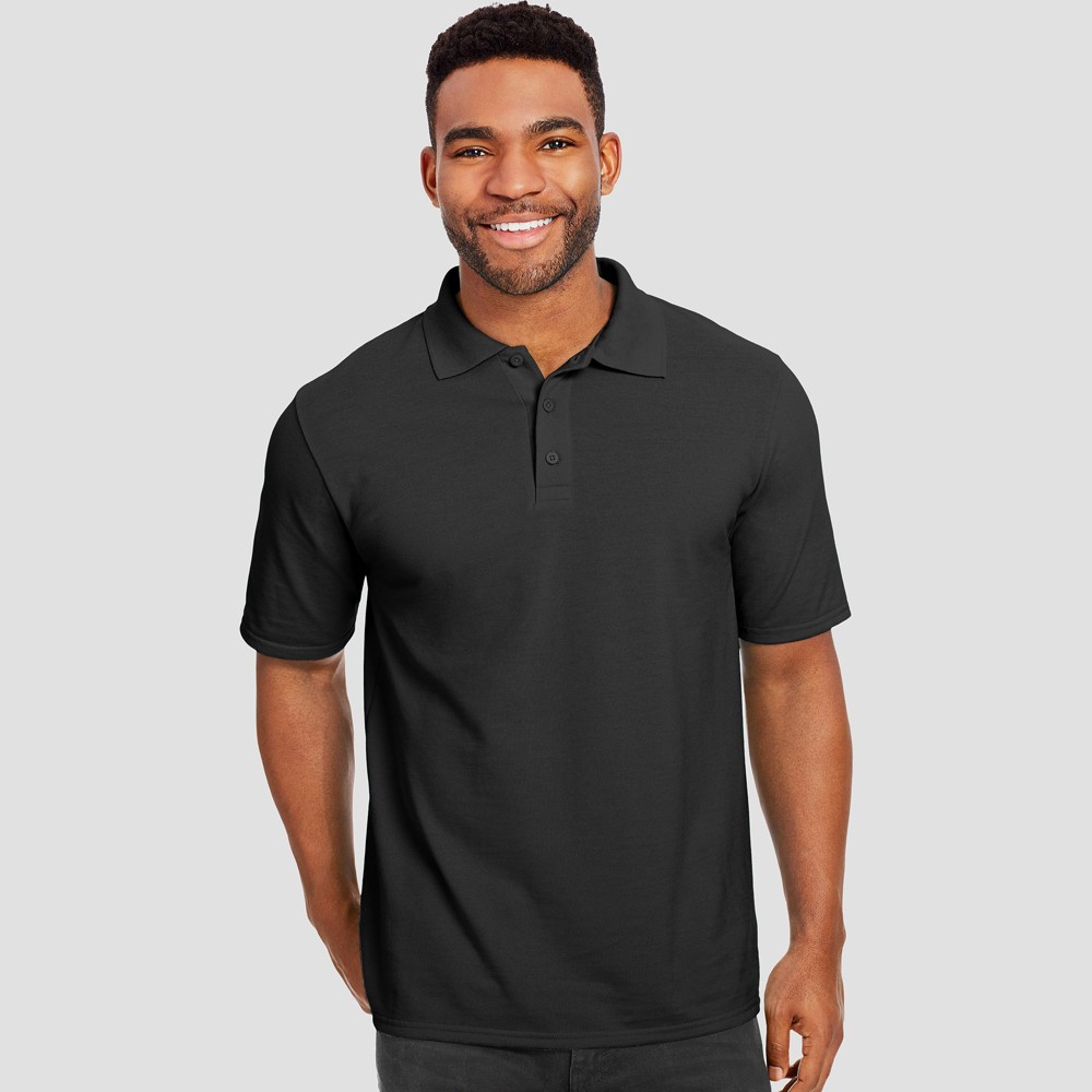 UPC 617914388270 product image for Hanes Men's X-Temp Performance Pique Polo Short Sleeve Shirt - Black XXL | upcitemdb.com