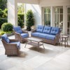 Belord 5PCS Brown Round Rattan Patio Furniture Set with 6" Thick Cushion, Outdoor Lounge Set with Swivel Chairs and Two-Tier Patio Coffee Table - 3 of 4