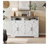 White/Black 51" Farmhouse Sideboard Buffet Cabinet, 3 Drawers & 4 Barn Door, Wood Coffee Bar Storage - 2 of 4