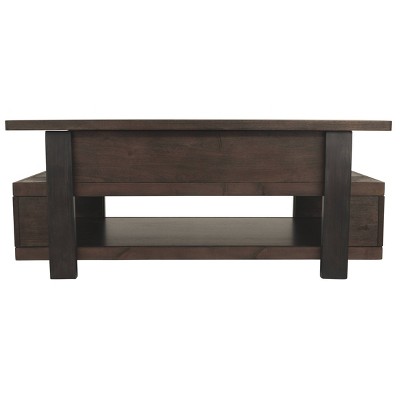 Modern Vailbry 48" Black/Brown Lift-Top Rectangular Cocktail Table