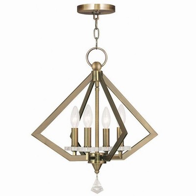 Livex Lighting Diamond 4 - Light Chandelier in  Antique Brass