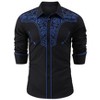 Men's Casual Western Embroidered Cowboy Shirts Button Up Long Sleeve Shirt Floral Design Retro Shirt - 2 of 4