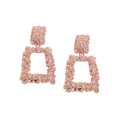SOHI Women's Rose Gold Corroded Drop Earrings
