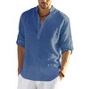 COOFANDY Men's Casual Beach Cotton Linen Henley T-Shirts Green M - 4 of 4