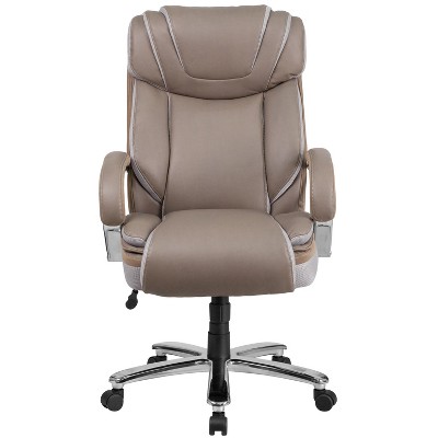 Taupe LeatherSoft Executive High-Back Swivel Chair with Metal Base
