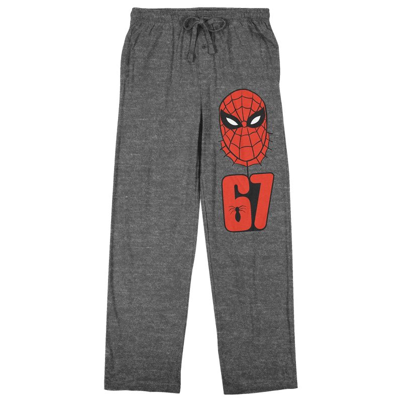 Spider-Man Classic Spider-Man Mask 67 Men's Gray Heather Sleep Pajama Pants, 1 of 4