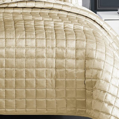Lyndon Gold Shimmer Velvet King Coverlet Set - 3 Pieces