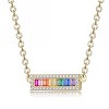 Guili Sterling Silver Rainbow Cubic Zirconia Bar Necklace, a vibrant and colorful piece to add flair and elegance to your wardrobe. - 2 of 3