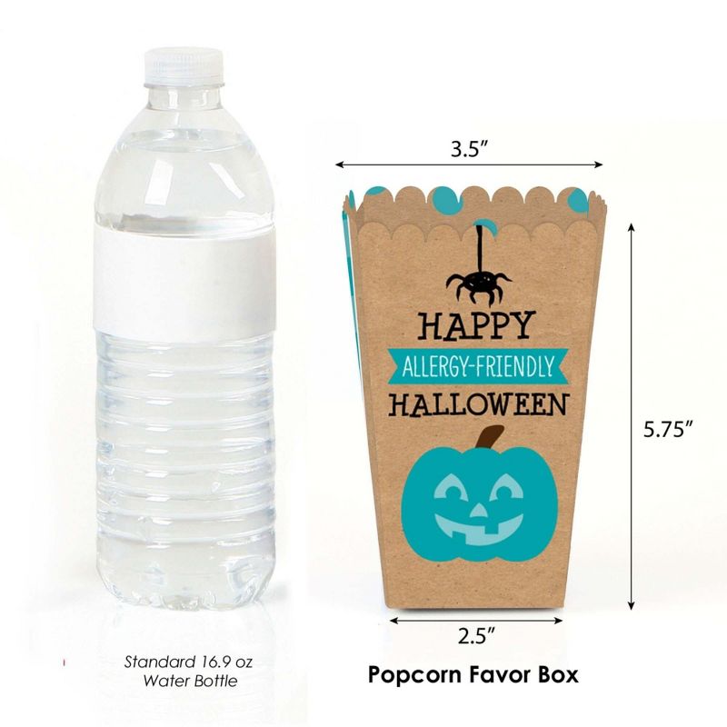 Big Dot of Happiness Teal Pumpkin - Halloween Allergy Friendly Trick or Trinket Favor Popcorn Treat Boxes - Set of 12, 2 of 5