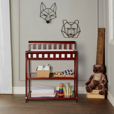 Cherry Wood 2-in-1 Changing Table with Safety Strap