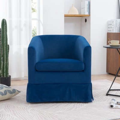 27.36" Modern Swivel Chairs with Elastic Sponge Backrest Seat Cushion Solid Wood Frame Upholstery Sofa Chairs for Bedroom Living Room