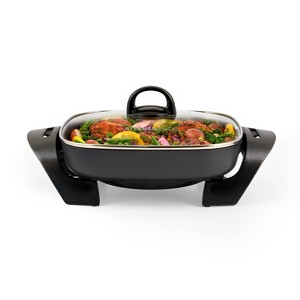 KitchenSmith by bella 11"x11" Skillet with EverGood Ceramic Nonstick Coating PFAS-Free: Aluminum, Temperature Control, Black - 1 of 4