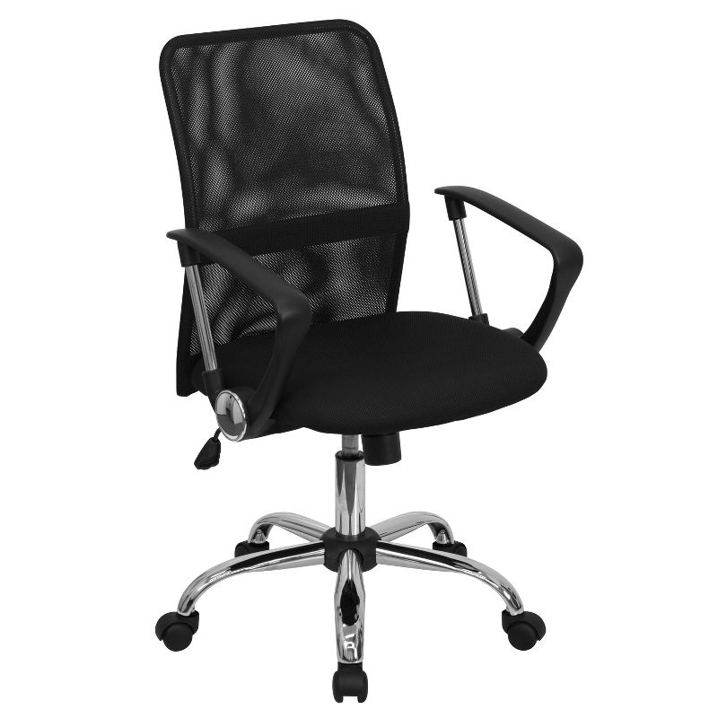 Emma and Oliver Mid-Back Black Mesh Swivel Task Office Chair with Lumbar Support Band, 1 of 12