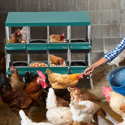 Green Galvanized Steel 8-Compartment Chicken Nesting Box