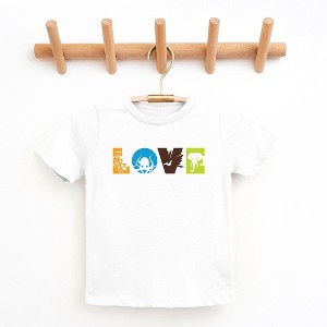 The Juniper Shop Love With Animal Letters Toddler Short Sleeve Tee - 1 of 2