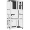 LAOTIES 74" Wooden Outdoor Cat House with Wheels,Weatherproof Catio Enclosure for 1–3 Cats,Large Cat Cage Condo with Platforms - 3 of 4