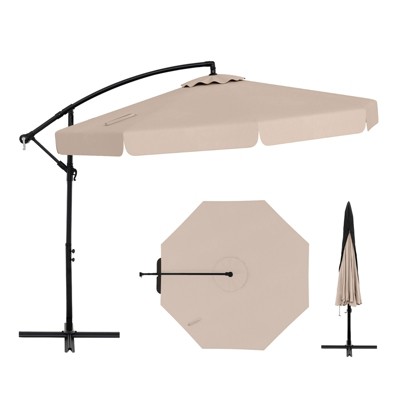 Tangkula 10FT Offset Hanging Umbrella Patio Cantilever Umbrella w/ Easy Tilt Adjustment