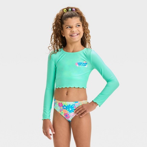 Girls Floral Printed Rash Guard Set Cat Jack Xl Target