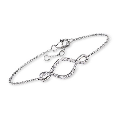 Ross-Simons 0.33 ct. t.w. Diamond Twisted-Loop Bracelet in Sterling Silver Size 6.5
