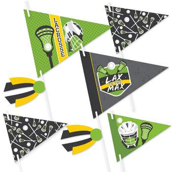 Big Dot of Happiness Lax to the Max Lacrosse Triangle Party Photo Props Pennant Flag Centerpieces Set of 20