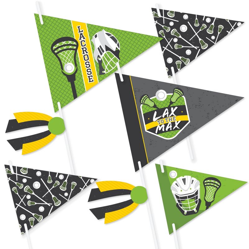 Big Dot of Happiness Lax to the Max Lacrosse Triangle Party Photo Props Pennant Flag Centerpieces Set of 20, 1 of 9