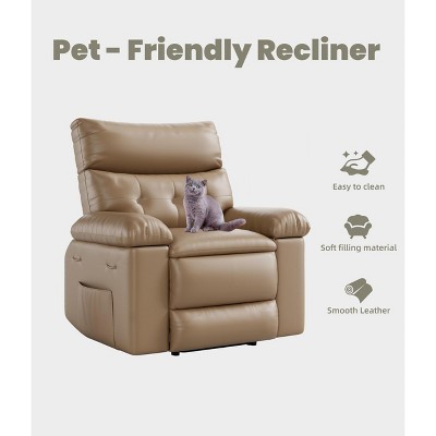 Oversized Wide Rocker Swivel Recliner Chair - Faux PU Leather Large Manual Recliner for Adults