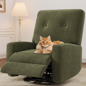Recliner Chair, 360¡ã Swivel Rocking Glider Chair for Adults with Adjustable Backrest & Footrest, Cozy Corduroy Upholstered Armchair - 1 of 4