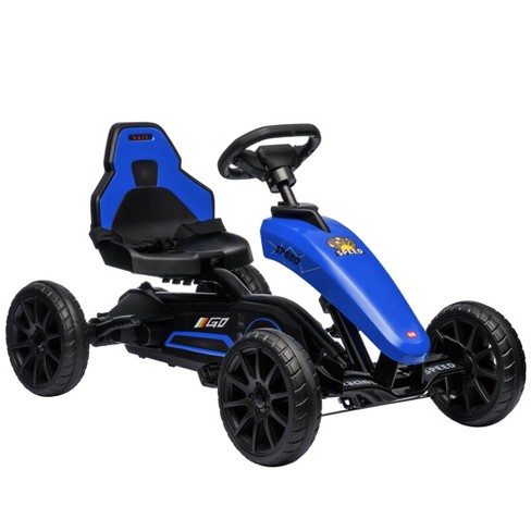 Gymax Kids Pedal Go Kart 4 Wheel Ride On Toys with Adjustable Seat and  Handbrake Blue GYM05909 - The Home Depot