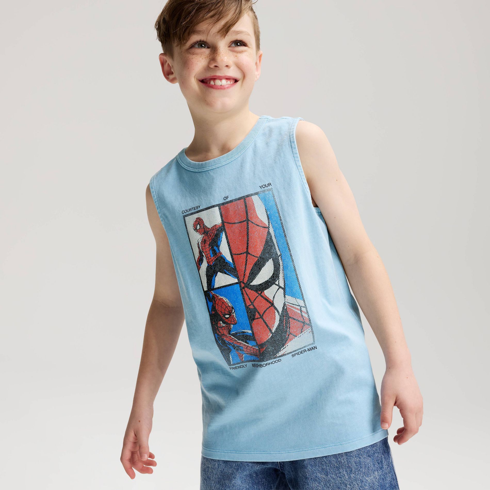 Boys' Short Sleeve Spider-Man Graphic Tank Top - Cat & Jack™ Sky Blue