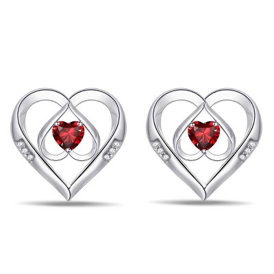 Paaaawaters 925 Silver 5A Cubic Zirconia Triple Heart Stud Earring for Women