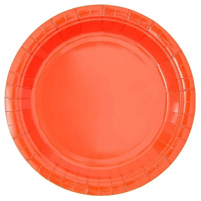 Blue Panda 100 Packs Neon Red Themed Decor Disposable Paper Plates for Birthday Party, 9"