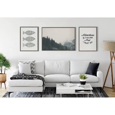 Adventure is Calling Black and White Canvas Motivational Print