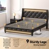 Sapphtopaz Upholstered Bed Frame with Diamond Tufted Headboard Platform Bed with Charging Ports&LED for Bedroom,No Box Spring Needed - 4 of 4