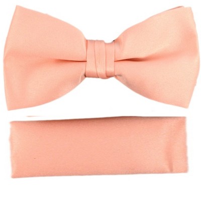 New Men's Solid Pre Tied Bow Tie and Hanky Set
