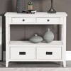 Lyngins Vintage Solid Pine Console Table with 4 Drawers (2 Handle Styles) + Open Shelf, Classic Entryway Table, Sofa Table for Living Room, Bedroom - 2 of 4