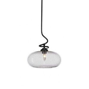 Toltec Lighting Capri 1 - Light Pendant in  Matte Black with 13" Clear Bubble Shade - 1 of 2