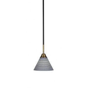 Toltec Lighting Paramount 1 - Light Pendant in  Matte Black/Brass with 7" Gray Matrix Shade - 1 of 1